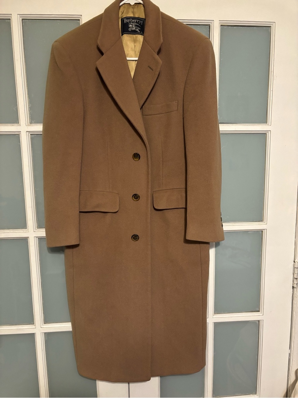 Burberry Camel Single-Breasted Wool Trench Coat